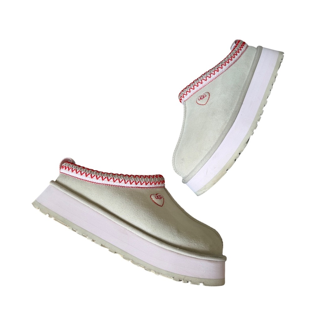 UGG Mules Slippers Suede Tazz Love Platform Limited Sea Salt Rosetta Cream 10